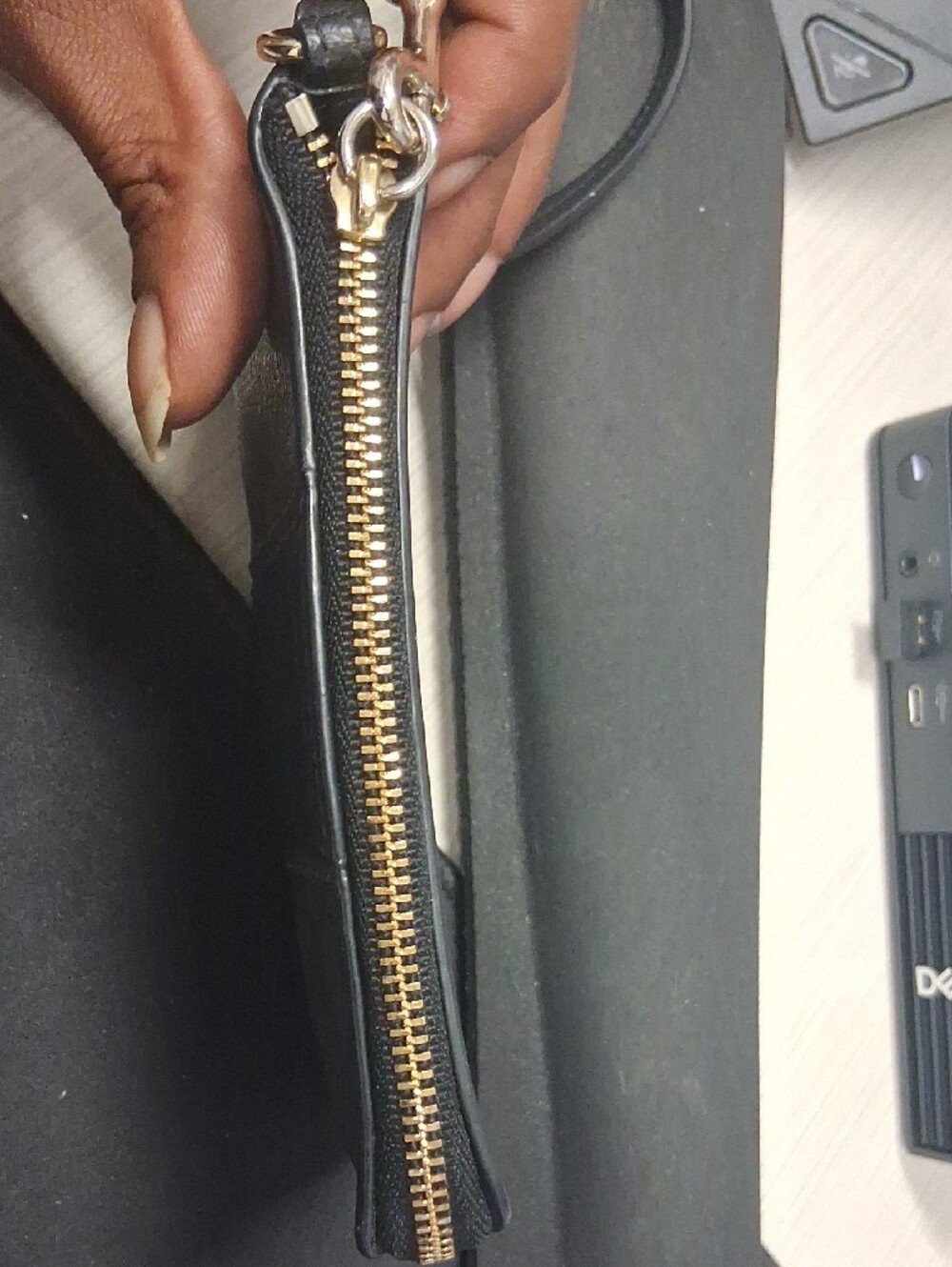 Coach Brown and Black Signature Wristlet Wallet with Gold Logo - Picture 5 of 6